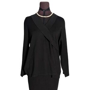 Pendleton Black Wrap Style Long Sleeve Sweater Top XL